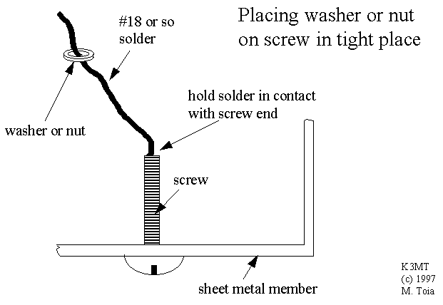 sliding washer/nut onto screw